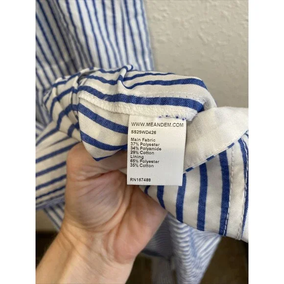 Me+Em Italian Seersucker Stripe Maxi Shirt Dress Italian Cotton Blend Size 6 - Picture 8 of 9